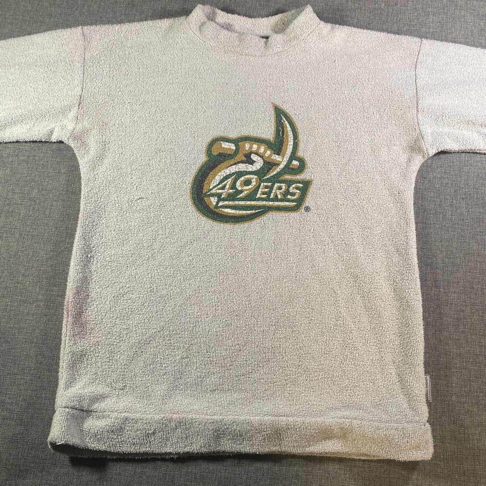 Woolly Threads UNC Charlotte 49ers Crew Neck‎ Sweater Mens Large Terrycloth Grey